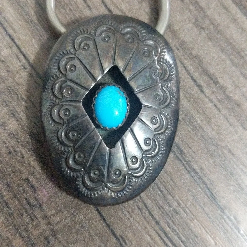 Native American Sterling Silver and Turquoise Keychain. - Picture 2 of 6